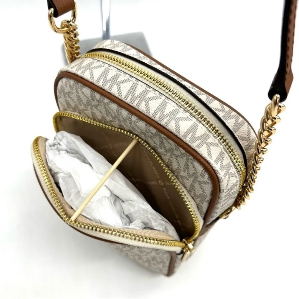 Michael Kors Medium NS Chain Xbody Bag & Jet Set Travel MD ZA Card Case Wallet